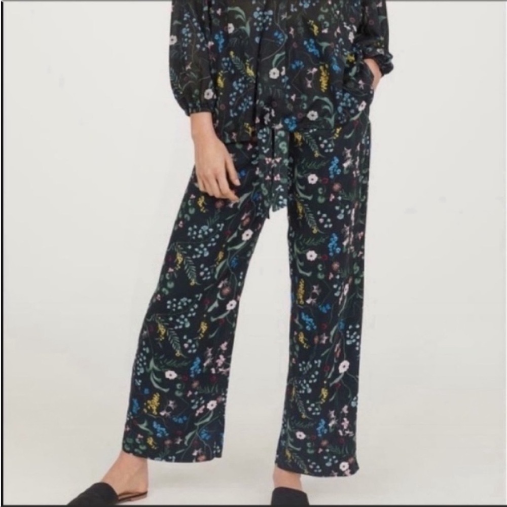 Anna Glover x H&M Floral Palazzo Pants Green Size 4 Career business Pants - Picture 2 of 11